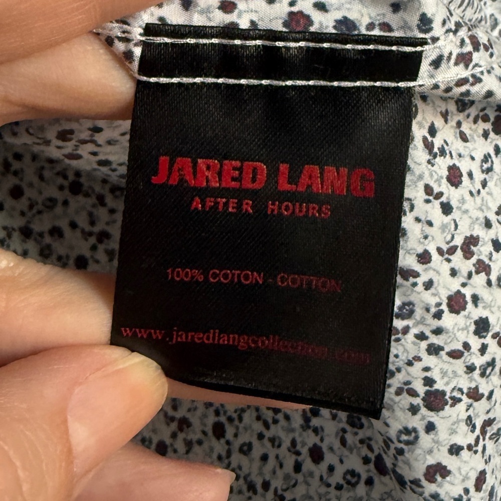Jared Lang After Hours Men’s Collared Button Down Shirt White Navy Floral Large - Picture 5 of 8